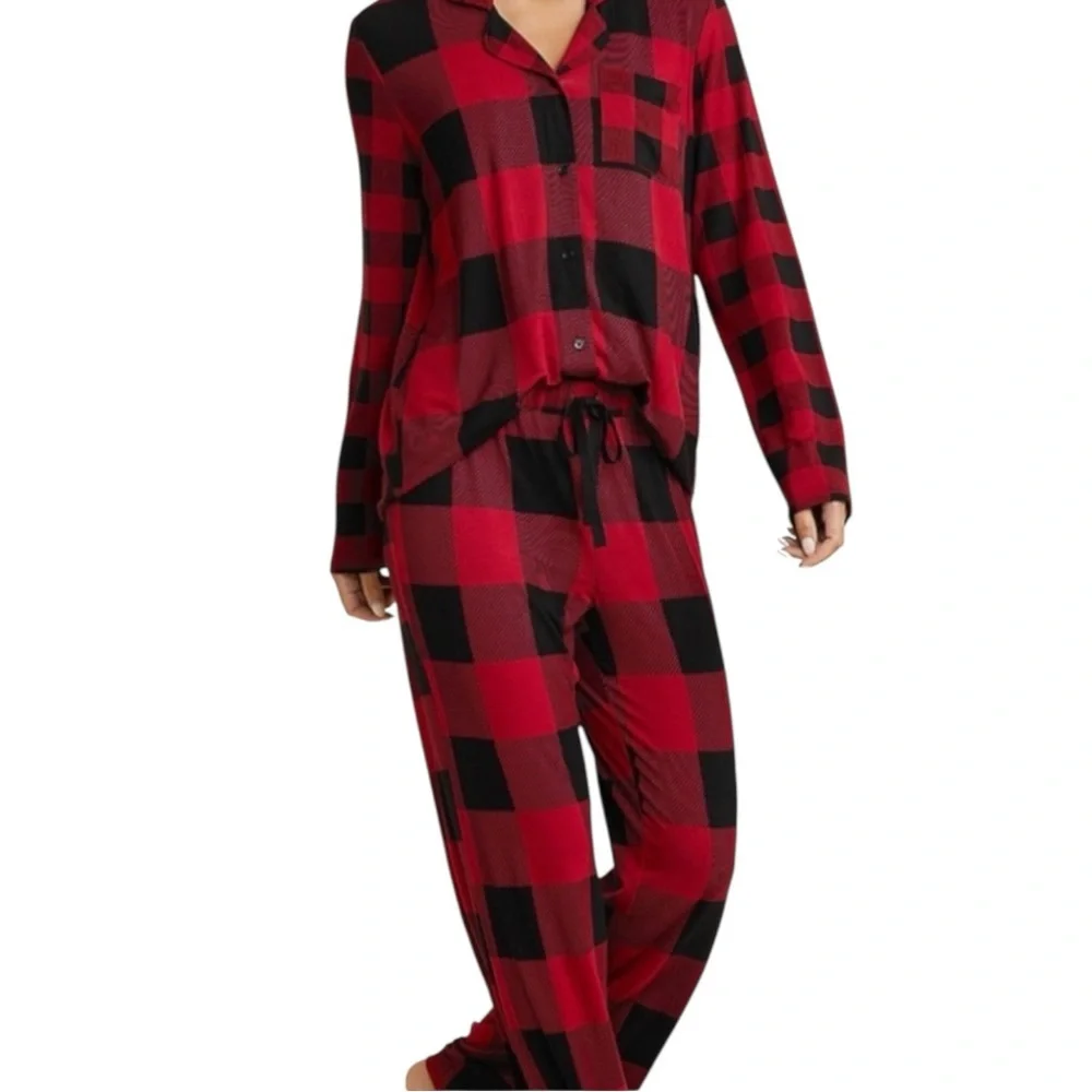 MAURICES NWT Buffalo Plaid Flannel Pajama Set in Red/Black Size XL — SUPER COMFY